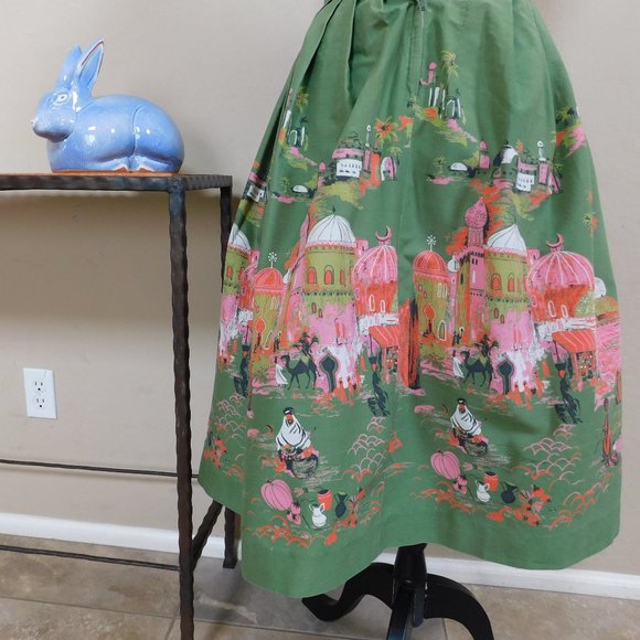 MCM Millworth Arabian Casbah 1950s midcentury novelty border print circle skirt - Picture 6 of 16
